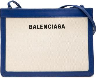 Balenciaga Pre-owned Balenciaga Canvas Navy Pochette Crossbody 339937