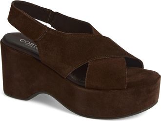 Cordani Jessie Slingback Platform Sandal in Cacao Suede at Nordstrom, Size 39