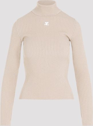 Courr&egrave;ges Courr&egrave;ges geribbelde trui met rolkraag