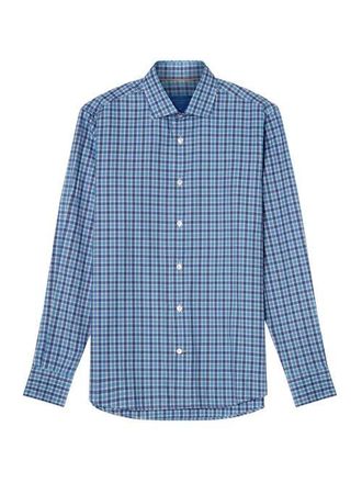 Robert Talbott Reynolds Ultra Light Weight Brushed Multi Check Shirt in Blue Multi at Nordstrom, Size X-Large