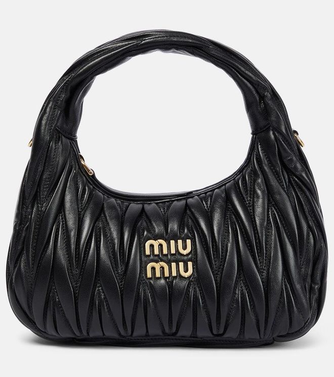 Miu Wander matelass&eacute; leather shoulder bag