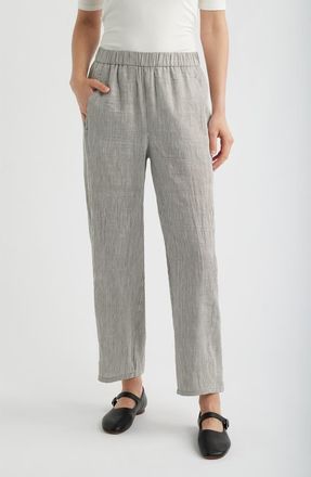 Eileen Fisher Stripe Linen Blend Ankle Pants in Wren at Nordstrom, Size X-Large