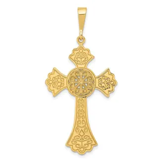 Diamond2Deal 14k Yellow Gold Celtic Cross Pendant