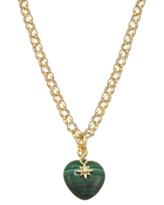Rachel Reinhardt Jewelry Malachite Cz Pendant Necklace