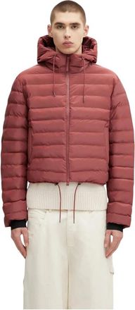 Rains Lohja W3T2 Cropped Hooded Winter Puffer Jacket - Heren - Winterjassen - Oranje - S - Polyester - Jassen