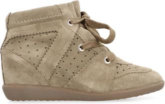 Isabel Marant Schoenen, Dames, Grijs, 36 EU, Leer, Suede wedge sneakers met ronde neus
