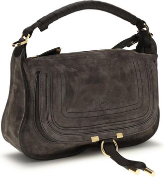 Chlo&eacute; Womens Small Marcie Shoulder Bag Kohl Brown Calf Leather Bos Taurus