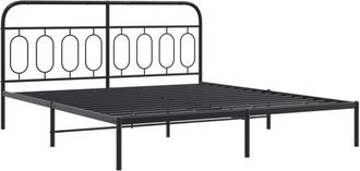 vidaXL Metal Bed Frame without Mattress with Footboard Black 193x203cm Vidaxl