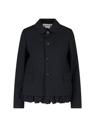 Comme Des Gar&ccedil;ons Black Ruffled Trim Rounded Collar Jacket