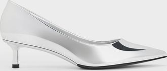 Charles & Keith Curtis Metallic Pointed-Toe Kitten Heel Pumps