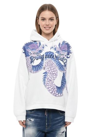 Dsquared2 White Printed Hood Sweatshirt