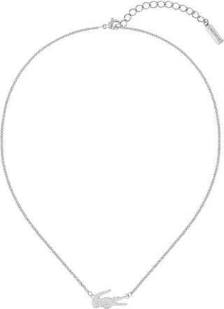 Lacoste Crocodile Necklace in Silver at Nordstrom