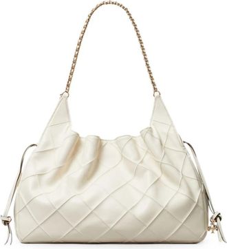 Tory Burch Fleming Grote Leren Tote - Dames - Shoppers - Beige - ONE Size - Katoen - Tassen