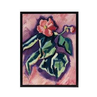 Artery8 Pink Begonias Abstract Painting Hartley Black Framed Canvas Wall Art | Size: W24 x H32
