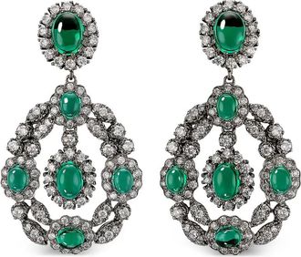 Anabela Chan Orecchini pendenti Treasure in oro nero 18kt con smeraldi - Argento