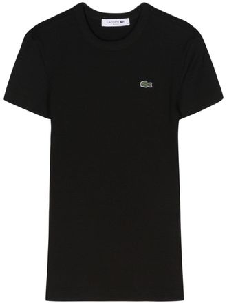 Lacoste appliqu&eacute;-logo cotton T-shirt - women - Cotton - 34 - Black