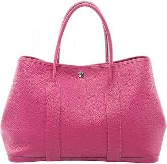 Herm&egrave;s Purple Leather Tote Bag (Pre-Owned)