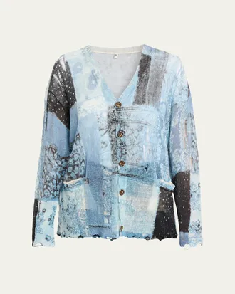 R13 Printed Boyfriend Cardigan