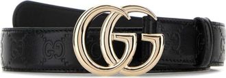 Gucci Black Embossed Logo Belt