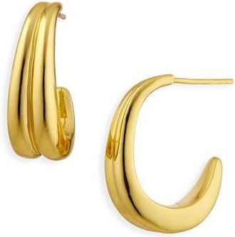 Argento Vivo Ridged J Hoop Earrings in Gold at Nordstrom Rack