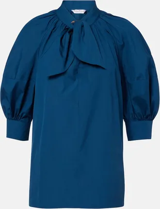 Max Mara Tie-neck cotton poplin blouse