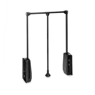 Emuca Colgador Abatible Para Armario Hang, Ancho Regulable 450-600mm, Acero Y Pl&aacute;stico, Pintado Negro - Emuca