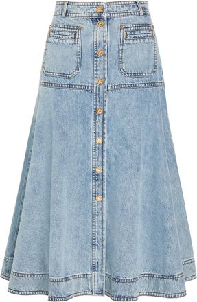 Zimmermann Panelled Denim Midi Skirt - Light Blue - 3 (UK 14 / L)