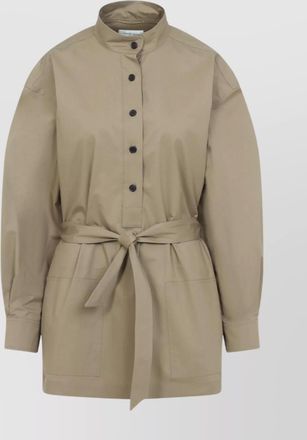 Saint Laurent belted waist cotton long shirt