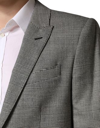 Dolce & Gabbana Mens Gray Martini Single Breasted Formal 2pc Suit Wool Polyester Elastane
