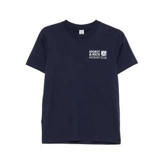 Sporty & Rich Crew Neck T-Shirt - female - Sporty & Rich - T-Shirts - Blue - XS - Tops
