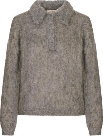 Chlo&eacute; Polo Trui - Dames - Ronde hals truien - Grijs - L - Wol - Truien & Vesten