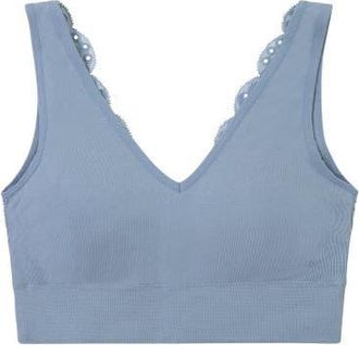 BraBar/Boutique Soft Reversible V Lace Bralette in Faded Denim at Nordstrom, Size Medium
