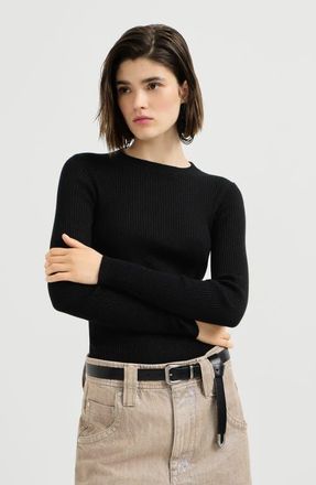 Brunello Cucinelli Sparkling cashmere and silk rib knit lightweight sweater in Black at Nordstrom, Size Xxx-Large