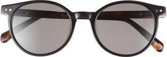Eyebobs Case Closed 50mm Polarized Round Sunglasses in Black & Horn /Polarized Grey at Nordstrom