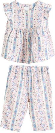 Next Strawberry Picnic Babydoll Top & Pants Set in White/Blue at Nordstrom, Size 12-18M