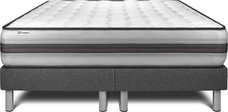 VITALIT Vitalit - Base Tapizada Blanco + Colch&oacute;n Con Muelles Y Viscoel&aacute;stica 2x100x200
