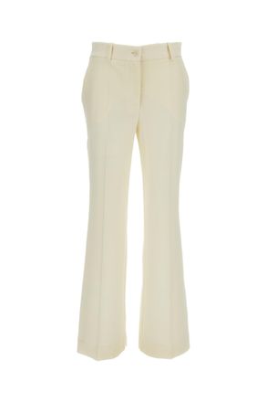 P.A.R.O.S.H. White Stretch Wool Tailored Straight-Leg Pants