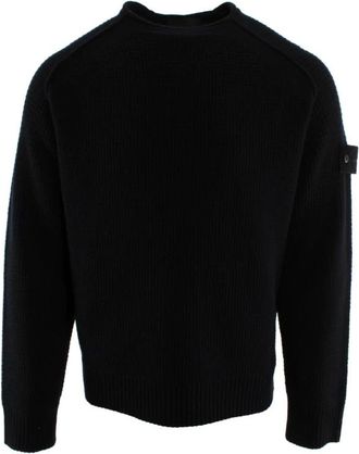 Stone Island Rondgebreide trui - Heren - Ronde hals truien - Blauw - M - Wol - Truien & Vesten