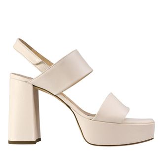 H&ouml;gl White Cindy High Block Heel Slingback Sandals