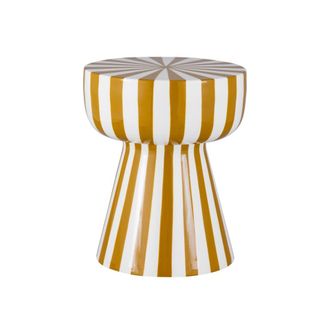 Sweeek Mesa auxiliar de acero esmaltado con rayas, ocre