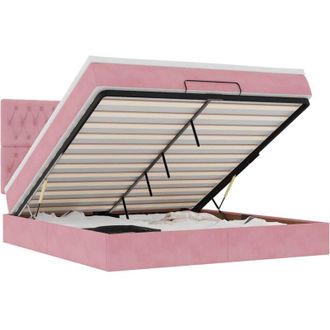 vidaXL Vidaxl - Estructura De Cama Otomana Colchones Terciopelo Rosa 160x200cm
