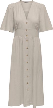 Only Sommerkleid ONLY ONLTIZANA 2/4 MIDI DRESS WVN NOOS, Damen, Gr. XL, N-Gr, silber lining, Web, Obermaterial: 100% Baumwolle, unifarben, regular fit Midi
