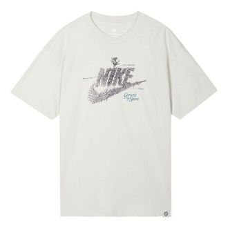 Nike Mens Nike Sportswear Plant Flowers Logo Printing Sports Round Neck Short Sleeve Light Bone T-Shirt DN5135-072