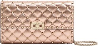 Valentino Tassen, Dames, Roze, ONE Size, Leer, Rockstud Spike Schoudertas