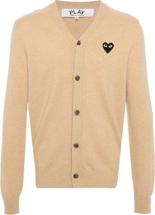 Comme Des Gar&ccedil;ons Knit vest met klein hartje - Heren - Vesten - Beige - S - Wol - Truien & Vesten