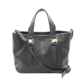 Ferragamo Pre-owned Gancini 2way leren handtas - Dames - Pre-owned - Zwart - Maat: ONE Size Leer