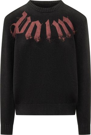 Palm Angels Black Logo Crew Neck Sweater