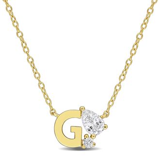 Mimi & Max 3/4ct TGW Created White Sapphire Q Initial Necklace Yellow Plated Sterling Silver