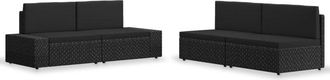 vidaXL Vidaxl - Juego De Muebles De Jard&iacute;n 4 Piezas Rat&aacute;n Sint&eacute;tico Negro