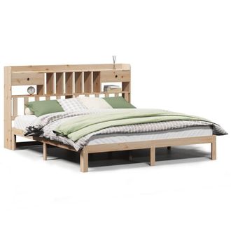 Berkfield Home Bookcase Bed without Mattress 180x200cm Solid Wood Pine in Light Sand | Size: Super King